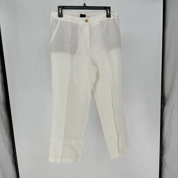 Talbots Pants - Talbots Women's White Linen Blend Straight  Leg Pants Size 6